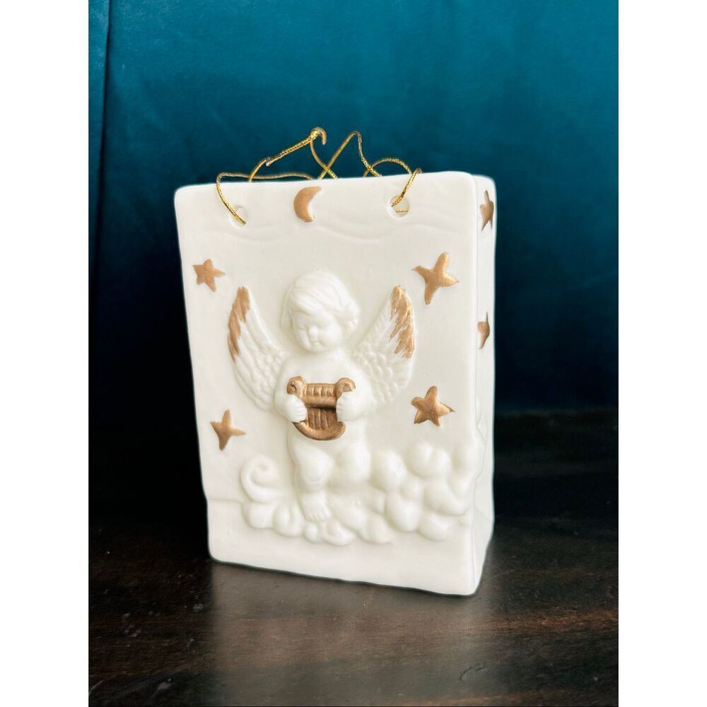3/$15 Cherub Christmas Bag Vase Bisque Decoration